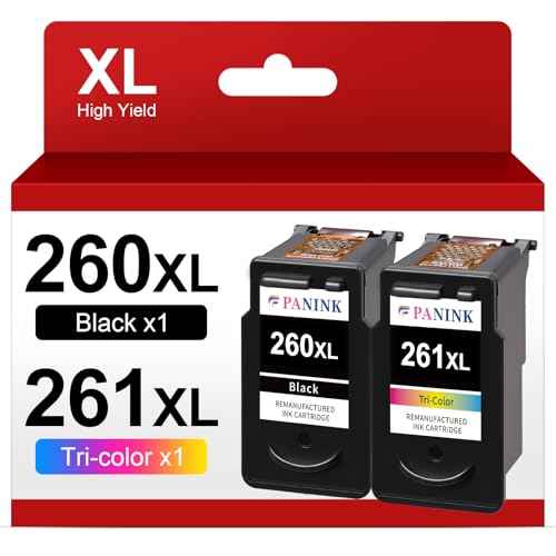 Remanufactured 260XL and 261XL Ink Cartridges Replacement for Canon 260 and 261 Ink Cartridges, PG-260 XL/CL-261 XL Work with Canon Pixma TS6420a TS6400 TR7020a TR7020 TS5320 Printer Ink