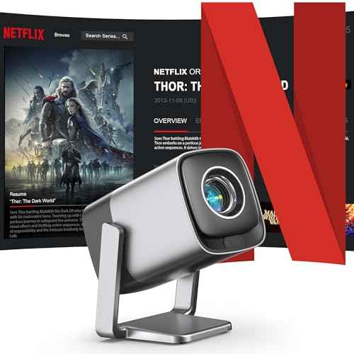[Official Netflix & Real-time Focus] Mini Projector with WiFi and Bluetooth, XuanPad 1800 ANSI Smart Projector 4K Support, Dolby Audio & Keystone Projector, 210¡Æ Rotatable Stand for Home Projector