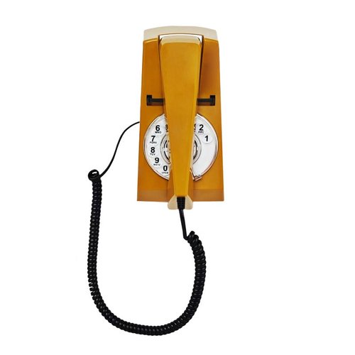 Retro Telephone, Artisam Corded Wall Phone, Vintage Landline Wall Telephone, Old Fahsion Wall Mounted Rotary Dial Phone for Home Office Hotel School (Light Coffee)
