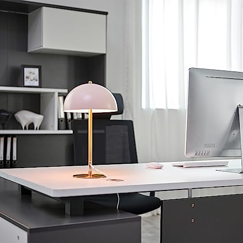GLOBE Electric 52332 15" Desk Lamp, Matte Pink, Matte Brass Accents, in-Line On/Off Rocker Switch