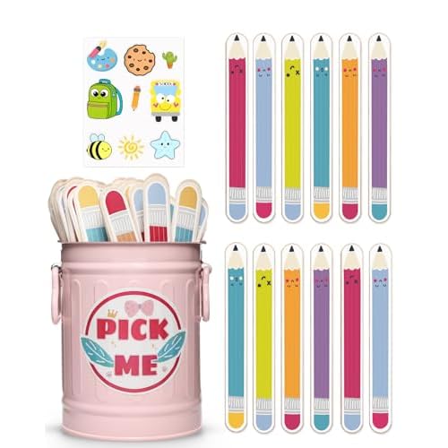Flip Name Sticks with Metal Box and Sticker, 36Pcs Talking Flip Name Sticks for Classroom Management, Teacher Essentials Student Educational and Learning Activities (Pencil)