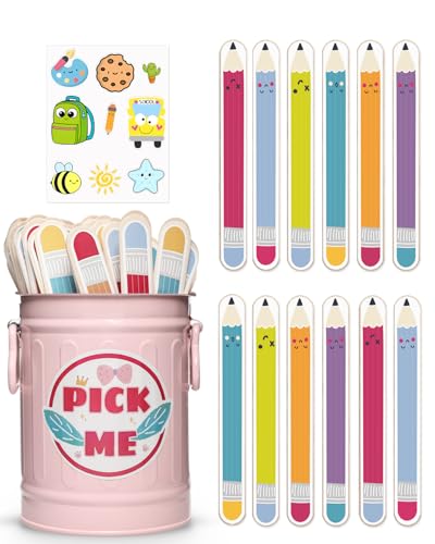 36 Pack Flip Name Sticks with Metal Storage Box for Classroom Management - Pencil Variation