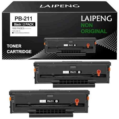 PB-211 PB211 PB 211 PB-211EV PB 211EV Compatible Toner Cartridge 1600 Pages for P2500W P2502W P2207 M6550 M6500NW M6550NW M6600 M6600NW M6602NW M6552 M6552NW M6602N Printers (Black,2-Pack)