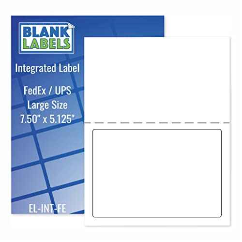 Half Sheet FedEx Shipping Labels with Tear Off Receipt from Blank Labels - 7.50" x 5.125" Label Size/Word Template 5127 / Inkjet & Laser Printer Guaranteed, 1 Label per Sheet - 1,000 Labels per Case