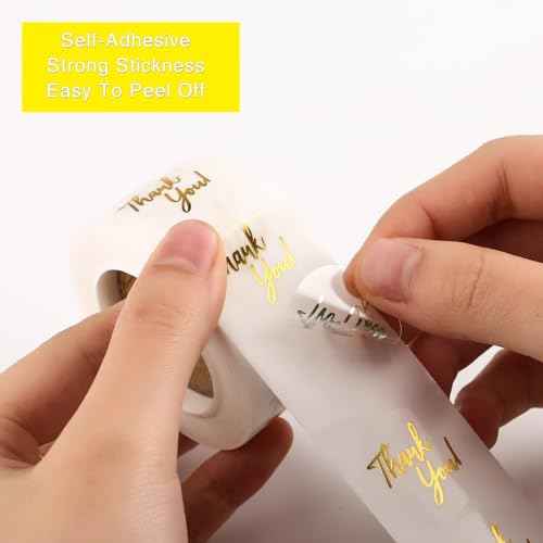 Generic 500Pcs Clear Thank You Stickers Round Transparent PVC Stickers, 1 in Self-Adhesive Envelope Seal Labels for Business Wedding Festival Baby Shower Birthday Party (500)