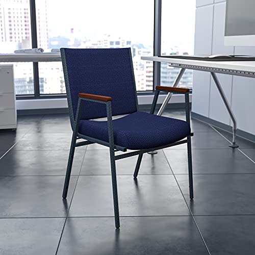 Flash Furniture Hercules Navy Patterned Fabric Stack Chair with Arms (Set of 1)