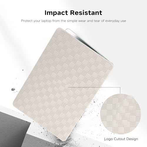 Compatible with 16 inch Case 2024-2021 M4 M3 M2 M1 A3403 A3186 A2991 A2780 A2485,Checkered Textured Cream Leather Hard Shell Case & Keyboard Cover, Beige