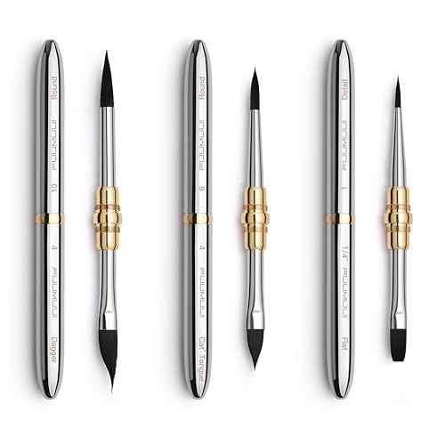 Fuumuui 3pcs Dual-Tip Travel Watercolor Brushes with 6 Versatile Tip Styles, Premium Synthetic Squirrel Hair Travel Paint Brush Set for Plein Air Painting - Watercolor Acrylic Gouache Ink