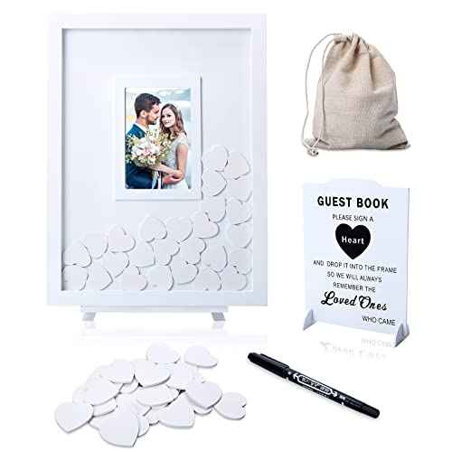 Othran Wedding Guest Book, Wedding Guest Book Alternative with Wooden Hearts, Guest Book Wedding Reception Wedding Book for Guests for Wedding Anniversary Baby Shower Birthday Party