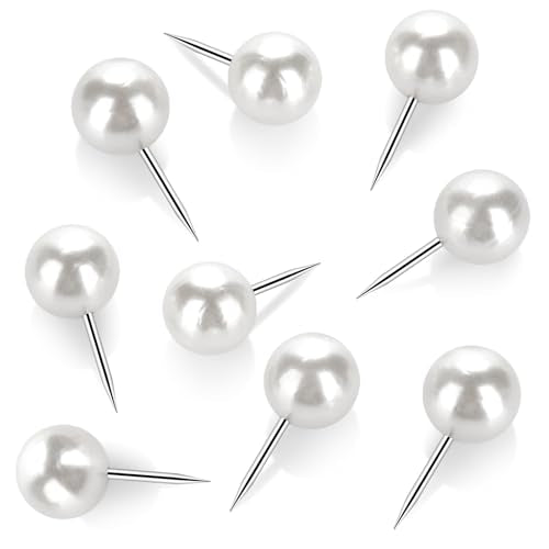 Pearl White 60 Pcs Push Pins Thumb Tacks for Bulletin Board & Corkboard – Wteehn