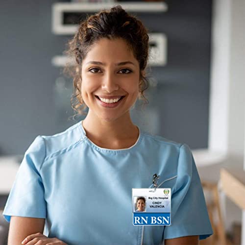 Specialist ID RN BSN Badge Buddy - Horizontal 2-Sided, Heavy Duty, Spill & Tear Proof Card 3 3/8 x 3 1/8 in, Blue