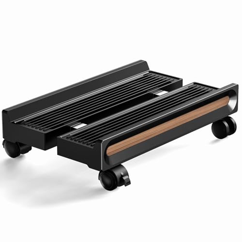 Fulkun Adjustable Mobile CPU Stand with Locking Wheels, Ventilated Computer Tower Cart