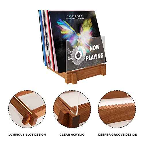 YuanDian Vinyl Record Display & Storage - Light Up Now Playing Acrylic Holder Shelf with LED Display & USB Power