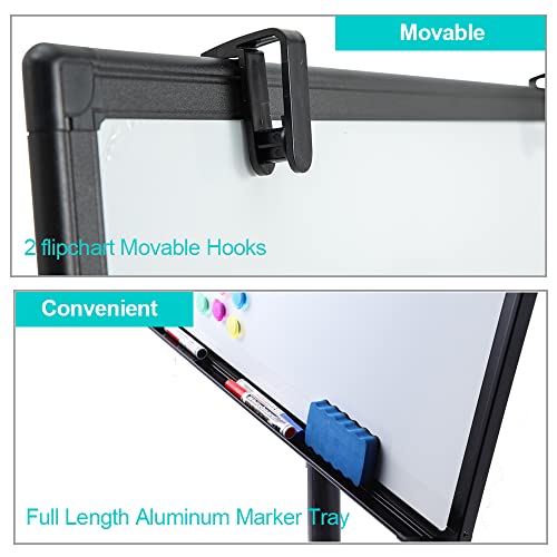 Black Mobile Magnetic Whiteboard on Wheels 36x24 - Adjustable & Portable Dry Erase Easel for Office & Classroom
