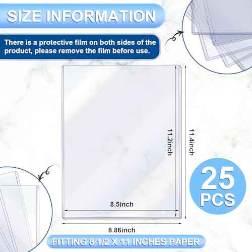 Jecery 25 Pcs 8.5 x 11'' Rigid Print Protectors Clear Rigid Plastic Paper Page Protectors Photo Plastic Sleeves for Document