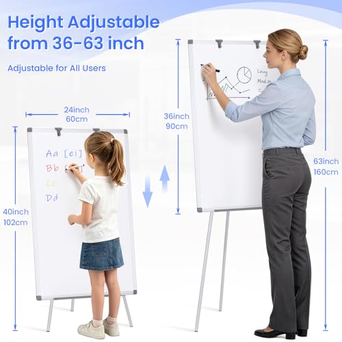 MAKELLO Portable Whiteboard Stand 36x24 inch Magnetic Easel with Adjustable Height