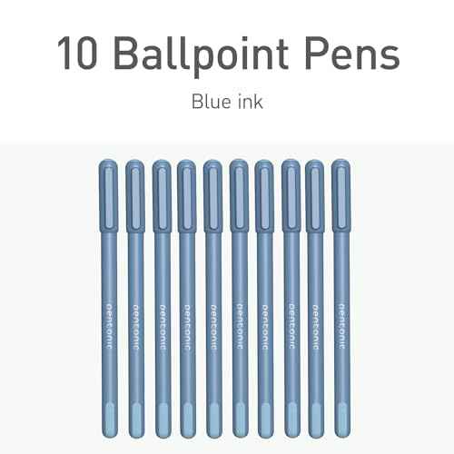 Pentonic Ballpoint Pens, 10 Count, Frosted Pale Blue Barrel with Blue Ink, 0.7 mm Fine Point, Smooth Writing For Journaling & Note Taking (PEN13085)