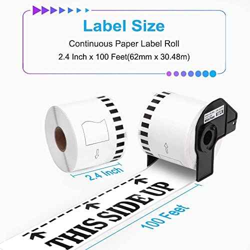 MarkDomain DK-22205 (2.4" X 100 Ft.) Continuous Length Label Paper Roll, Compatible Brother DK 2205 (62mm x 30.4m) Use with Brother QL-550 QL570 QL-800 QL 820NWB Label Printer, 10 Rolls