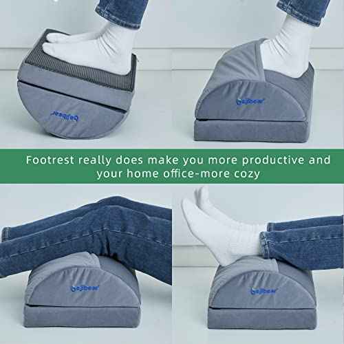 Footrest for Under Desk Ergonomic Comfortable Foot Stool with 2 Adjustable Heights, Suitable for Office, Home Car Foot Rest, Grey