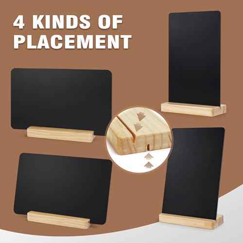 SELEAD Small Chalkboard Words Sign - 2 Pack 8x12 Inch Tabletop Decorative Chalk Board with Wooden Stand, Double-Sided Erasable Message Menu Board for Food, Store, Business, Wedding