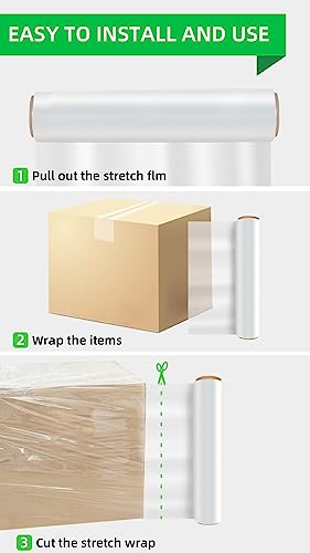 YXX-TECH Heavy Duty Shrink Wrap Rolls 18in x 1500ft - 4 Pack, Clear Industrial Pallet Wrap