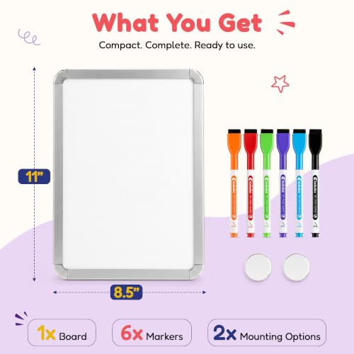 Magnetic Dry Erase Board for Fridge 8.5 x 11 Inches with 6 Markers - Kedudes