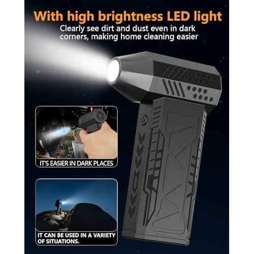 X8 Electric Air Duster-150000RPM Super Power Blower, with 5W LED Light, 4-Gear Adjustable Mini Blower with Fast Charging, Rechargeable Dust Blower for Computer, Keyboard, Car, and Home Cleaning