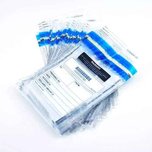 Clear Deposit Bags, Tamper-Evident Bags, Security Bank Pocket, 6 x 9 Inches (200)