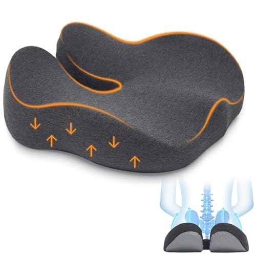 CXC Gel Seat Cushion for Office Chair: 4-Zone Pressure Relief Memory Foam Pad with Cooling Tech - Sciatica Pain Relief Pillow | Desk Chair, Wheelchair, Floor Sitting, Long Driving & Classroom Use