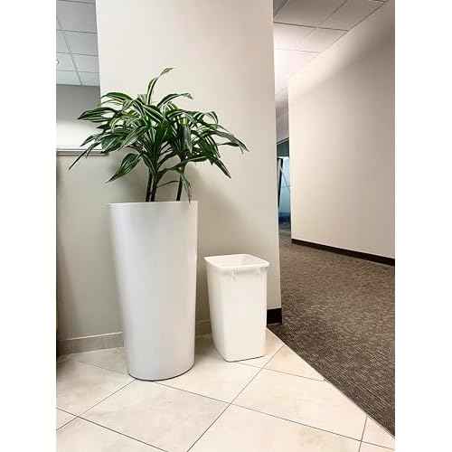 Rubbermaid Small Kitchen Bathroom Trash Can, 9 Gallons, White, Waste Basket for Under Counter/Kitchen/Office/Bedroom/Bathroom