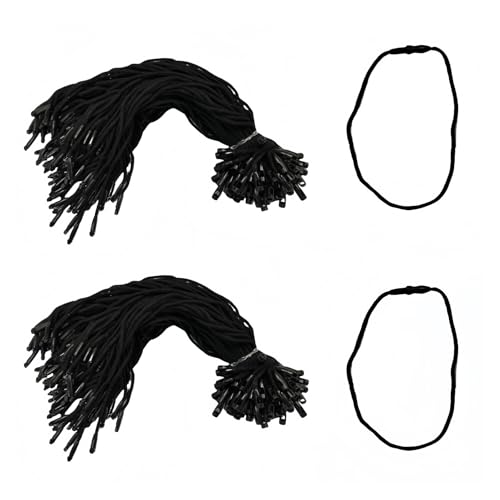SATONBEYI Cotton Hang Tag Strings 7.5in 200P Black 1.5mm Locking Fasteners