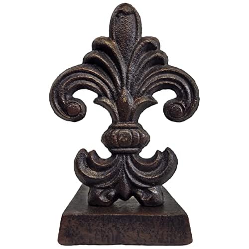 Lulu Decor, Cast Iron Fleur De Lis Door Stop, Royal Door Stopper in Antique Black Finish, 4lbs 1oz