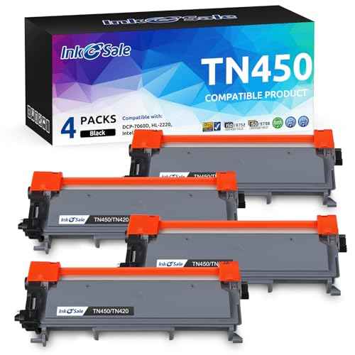 Ink E-Sale Compatible High Yield Brother TN420 TN450 Toner Cartridge Black for Brother HL-2240 HL-2240D HL-2270DW HL-2280DW MFC-7360N MFC-7860DW HL-2220 MFC-7240 IntelliFax 2840 2940 Printer (4-Pack)