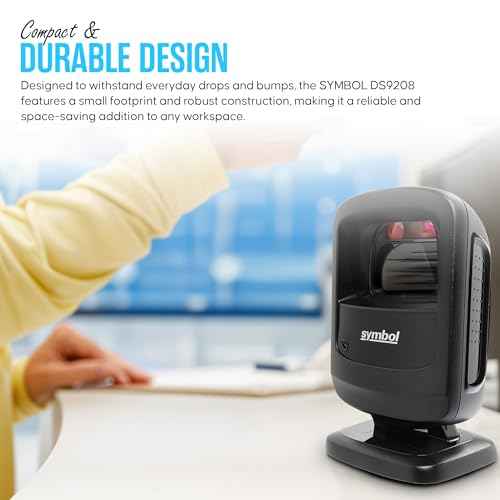 DS9208 Zebra Symbol Digital Handsfree 1D/2D Barcode Scanner with USB Cable & Microfiber Cleaning Cloth - High Performance Scanning, Compact Design, Standard Range (Renewed)