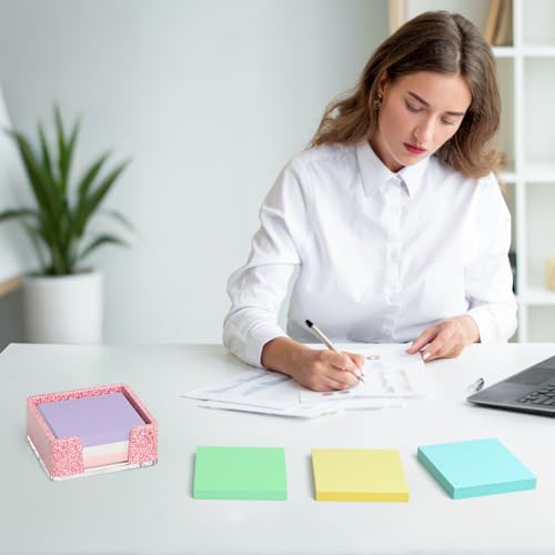 Kucle Glitter Pink Acrylic Sticky Note Holder 3x3 in - Without Pads
