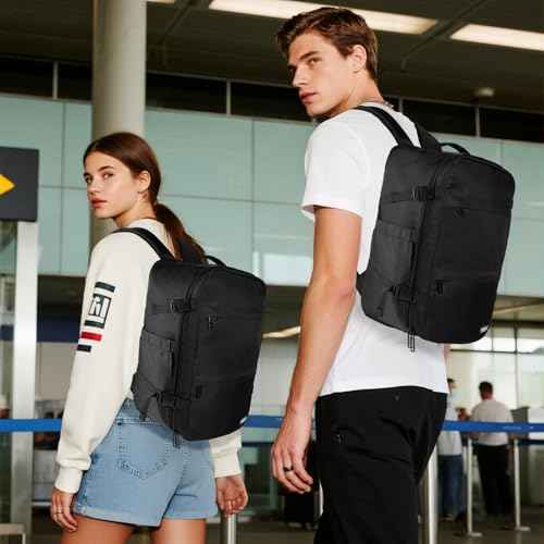 Fmeida Flight Approved Carry On Backpack for Ryanair Fits 14" Laptop - 20L Underseat Airplane Approved Weekender Bag, Anti-Theft Travel Backpack, Personal Item Bag Black