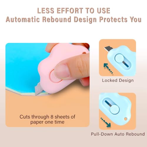 6-Pack Cloud-Shaped Retractable Box Cutters with Key Rings - Safe & Stylish