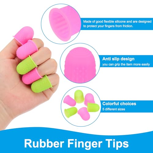 PATIKIL Medium Pink Silicone Finger Tips - Reusable Finger Protectors for Sewing, Writing, Crafts, & Office Use