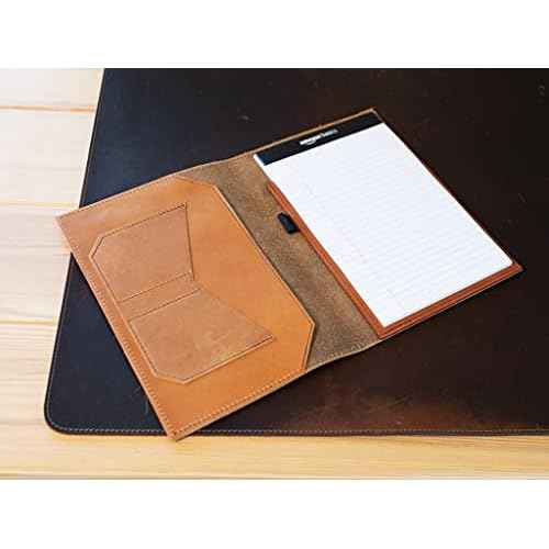 Notepad Holder Leather Notepad Holder Legal Pad Holder Notebook Holder Crazy Horse Leather Padfolio - Business Gift - Made in USA (Wheat)