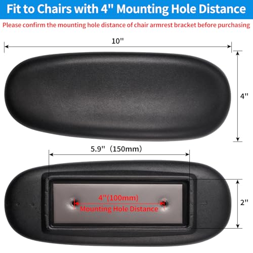 Office Chair Armrest Replacement 4in PU Arm Pads Caps - Fits Most Chairs, 1 Pair (4" Mounting Hole)