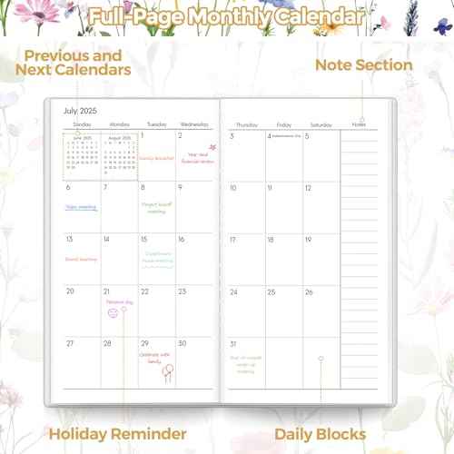 SKYDUE Pocket Calendar 2025-2027, Pocket Planner 2025-2026, Monthly Planner Jul 2025- Dec 2027 for Purse, 6.7" X 3.7" 30-Month Small Planner, Academic Year Calendar, Compact Design with Plastic Sleeve