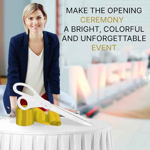 25" White Ceremonial Scissors ? Giant Ribbon Cutting Scissors for Grand Opening Large Shears for Ceremony Supplies Big 25 Inch Shears for Events Ribbon and Decorations Kit