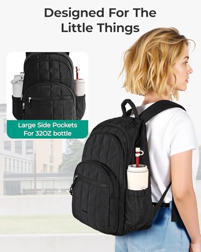 BAGSMART Travel Backpack for Women 15.6 Inch Laptop Black - Stylish & Durable