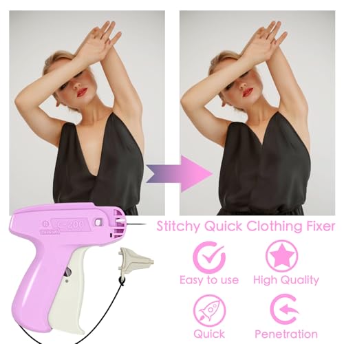 Liumai Pink Mini Stitch Gun for Clothes – Quick Repair Kit with 2000 Fasteners