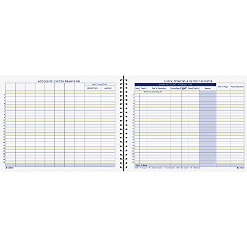 Adams 8-1/2 x 11 Check Payment & Deposit Register, 44 Pages, AFR60, White