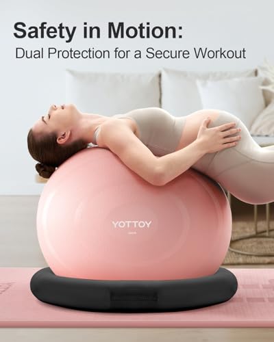 YOTTOY Balance Ball Chair with Base (Black) – Exercise Ball Ring & Yoga Chair for Office