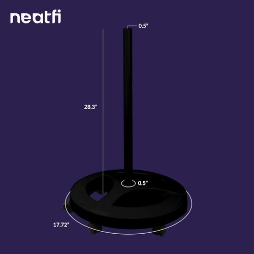 Neatfi 6-Wheel Rolling Base Floor Stand, Compatible for LED Desk Lamp and Magnifying Lamps, Versatile Stand for Work, Study, and Needlework (Black)