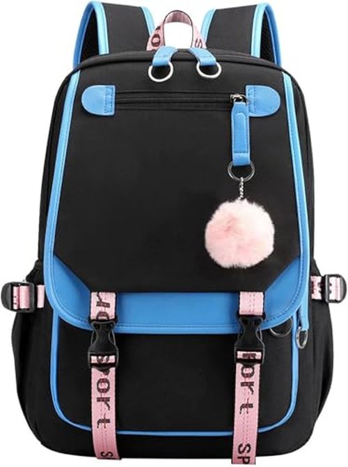 16.8 Inch Laptop Backpack Casual Cartoon Schoolbag Large Capacity Shoulder Bag for School Travel Hiking (with Cute Pendant)