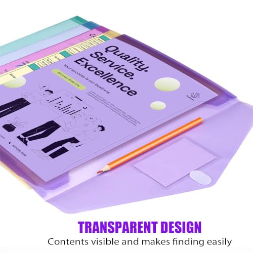 Sooez Multicolor 10-Pack A4 Plastic File Folders Waterproof Document Envelopes