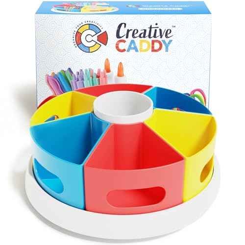 Rotating Art Supply Organizer for Kids, Crayon Caddy for Kids Desk or Pencil and Marker Holder for Teachers, Classroom Arts and Crafts and Homeschool School Supplies Storage